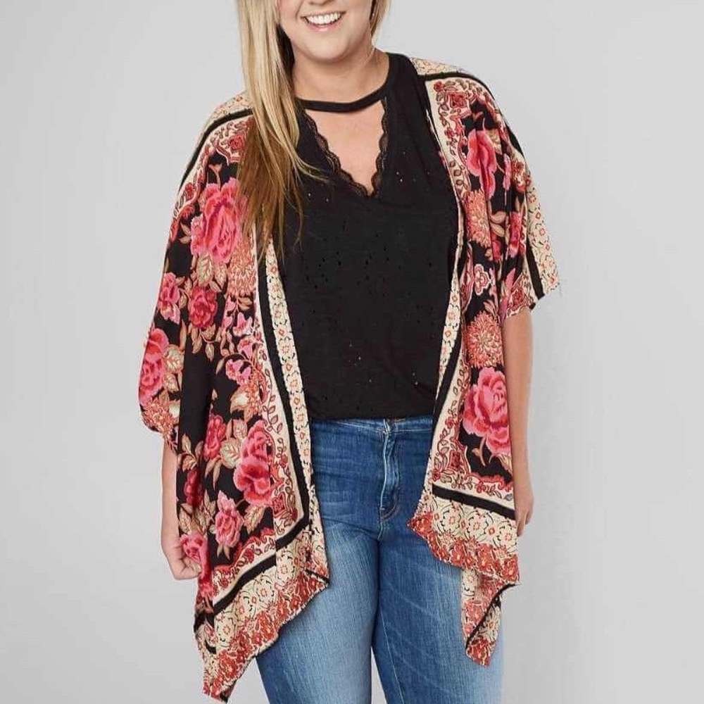 SALE NEW PLUS SIZE KIMONO COVER UP CARDIGAN JACKET - Picture 1 of 2